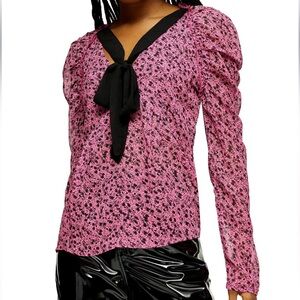 TopShop Front Bow Prairie Blouse size 10